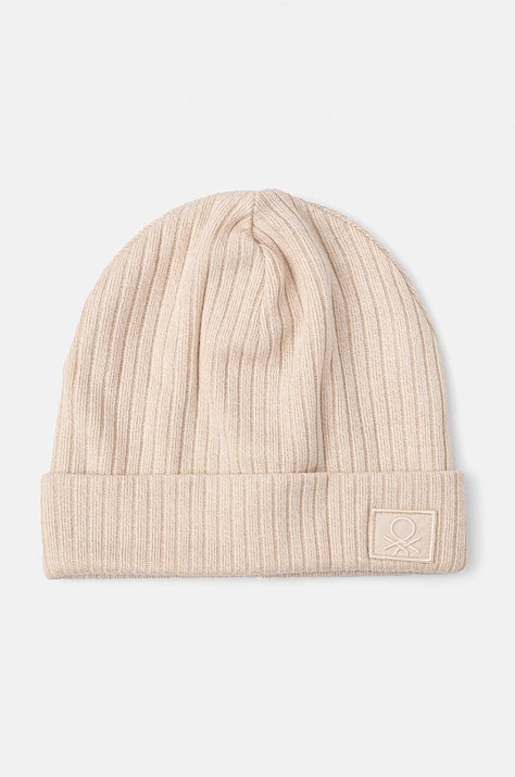 Čiapka United Colors of Benetton béžová farba biela, 6FEECA027