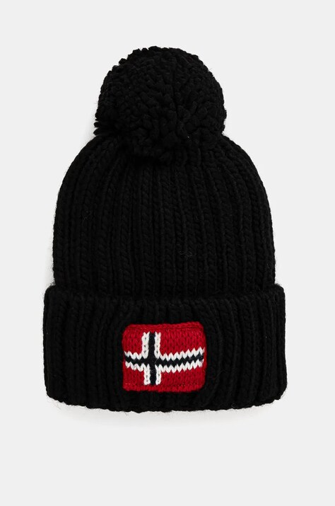 Детская шапка с примесью шерсти Napapijri SEMIURY 6 цвет чёрный из толстого трикотажа NP0A4GMH0411