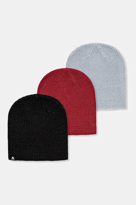 Burton czapka dziecięca 3-pack kolor czerwony z cienkiej dzianiny 234591