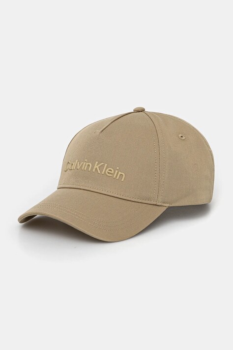 Bavlněná baseballová čepice Calvin Klein zelená barva, K50K511987