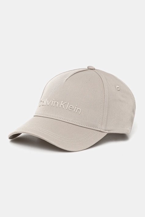 Calvin Klein czapka z daszkiem bawełniana kolor beżowy gładka K50K511987