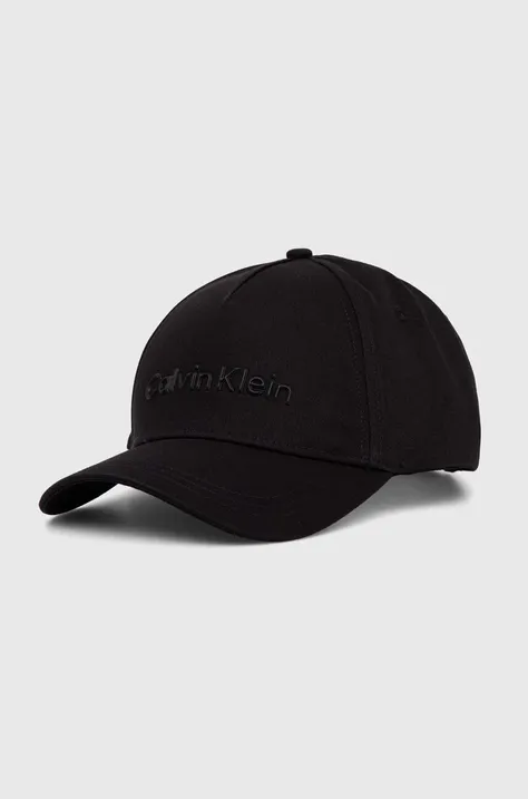 Calvin Klein czapka z daszkiem bawełniana kolor czarny z aplikacją K50K511987