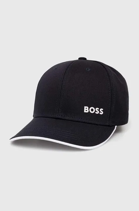 Pamučna kapa sa šiltom Boss Green boja: tamno plava, s tiskom, 50519219