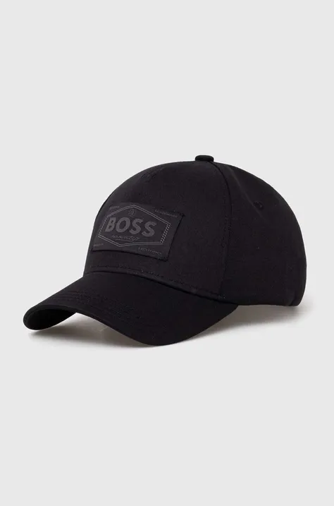 Хлопковая кепка BOSS цвет чёрный с аппликацией 50518894