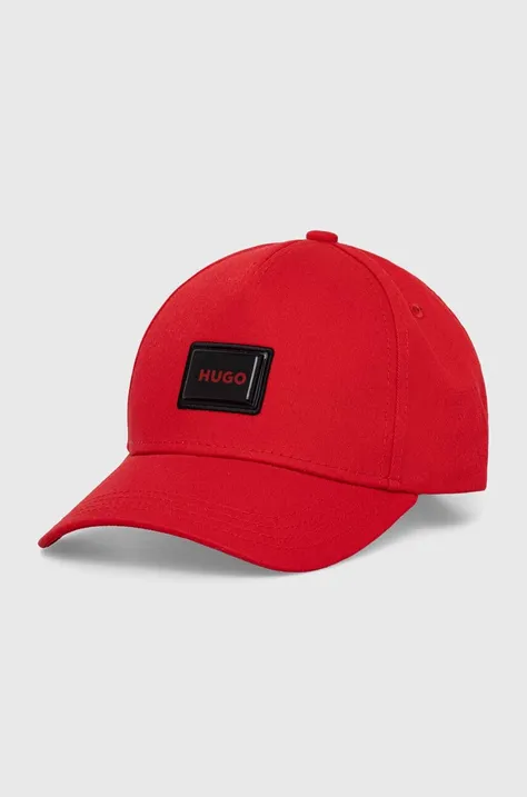 Pamučna kapa sa šiltom HUGO boja: crvena, s aplikacijom, 50519229