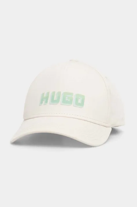 Bombažna bejzbolska kapa HUGO bež barva, 50519245