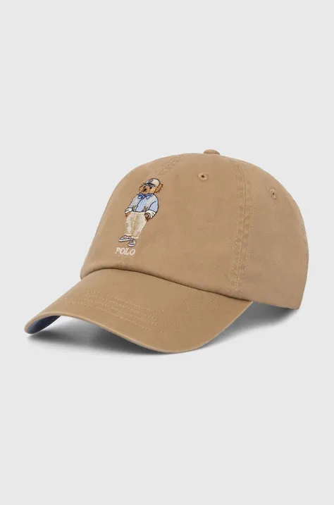 Памучна шапка с козирка Polo Ralph Lauren в бежово с апликация 710941904