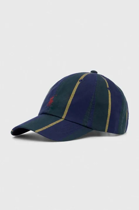 Памучна шапка с козирка Polo Ralph Lauren в тъмносиньо с десен 710942368