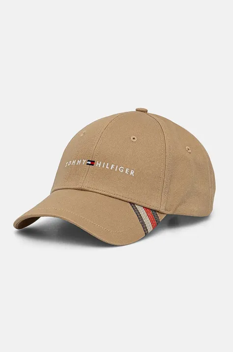 Βαμβακερό καπέλο του μπέιζμπολ Tommy Hilfiger χρώμα: μπεζ, AM0AM12532