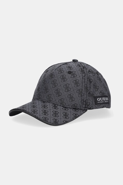 Guess czapka z daszkiem MILANO kolor czarny wzorzysta AM9369 POL01