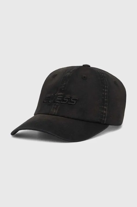 Bavlněná baseballová čepice Guess černá barva, s aplikací, Z4YZ03 WO07T