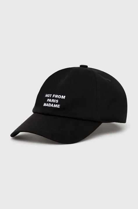 Βαμβακερό καπέλο του μπέιζμπολ Drôle de Monsieur La Casquette Slogan χρώμα: μαύρο, PERM-CP151-CO138-BL