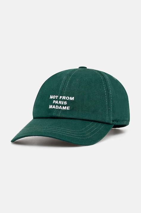 Βαμβακερό καπέλο του μπέιζμπολ Drôle de Monsieur La Casquette Slogan χρώμα: πράσινο, PERM-CP151-CO138-DGN