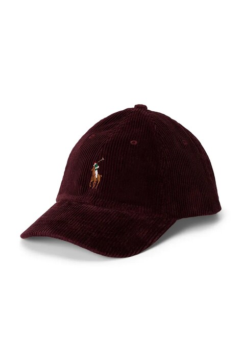 Polo Ralph Lauren czapka z daszkiem bawełniana kolor bordowy z aplikacją 710847175