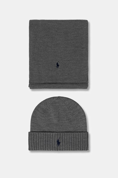 Polo Ralph Lauren czapka i szalik wełniany kolor beżowy 710951146