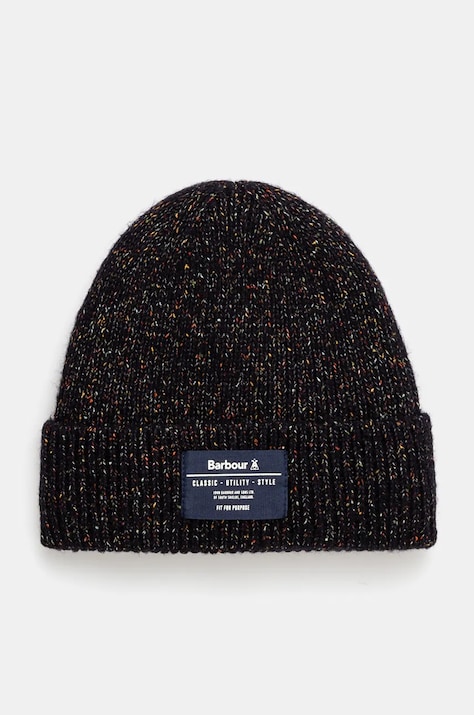 Barbour caciula culoarea albastru marin, din tricot gros, MHA0863