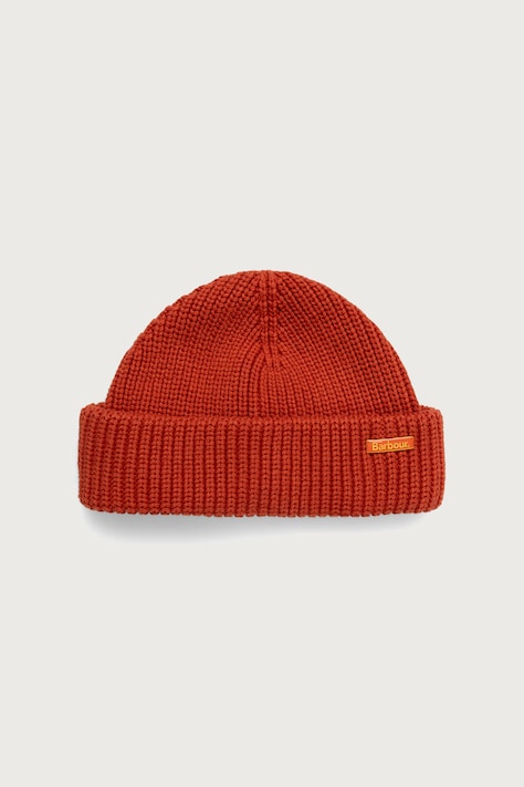 Barbour Czapka męska bawełniana Mosely Beanie pomarańczowa MHA0879