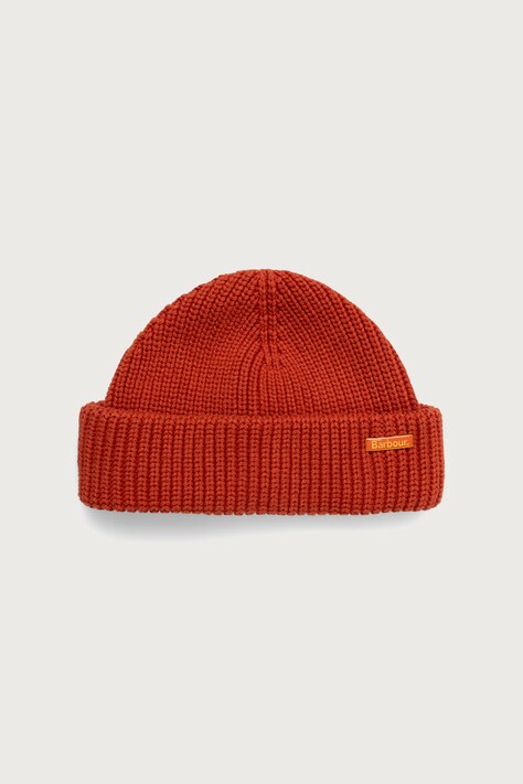 Barbour Czapka męska bawełniana Mosely Beanie pomarańczowa MHA0879