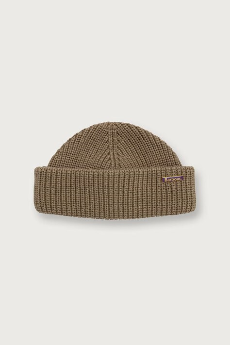 Barbour Czapka męska bawełniana Mosely Beanie beżowa MHA0879