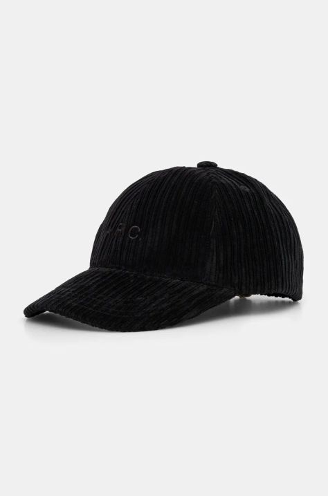 Manšestrová kšiltovka A.P.C. casquette charlie černá barva, COEZQ.M24069