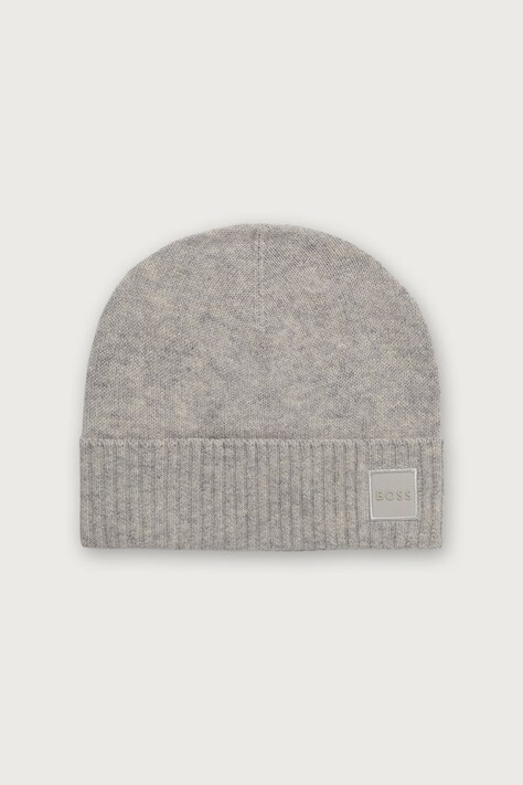BOSS Orange Beanie kapa za muškarce s vunom Akaio_R_Hat siva 50522447