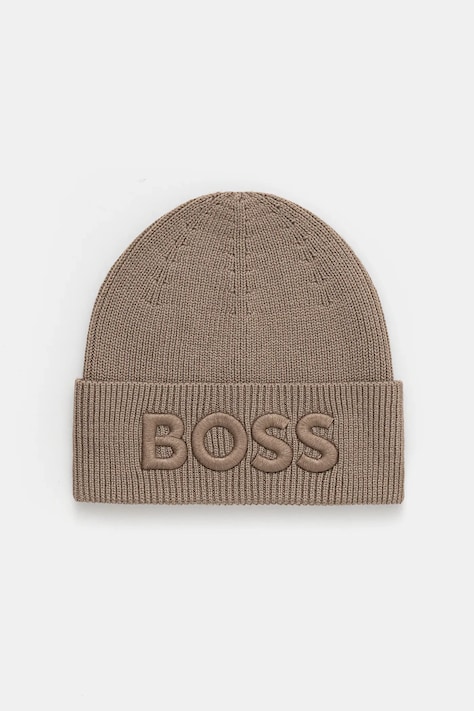 Vlněná čepice BOSS Orange černá barva, vlněná, 50522449