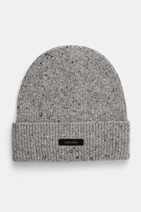 Шерстяная шапка Calvin Klein цвет серый шерсть K50K512358