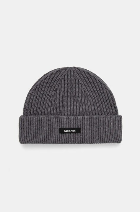 Μάλλινο σκουφί Calvin Klein χρώμα: γκρι, K50K512360