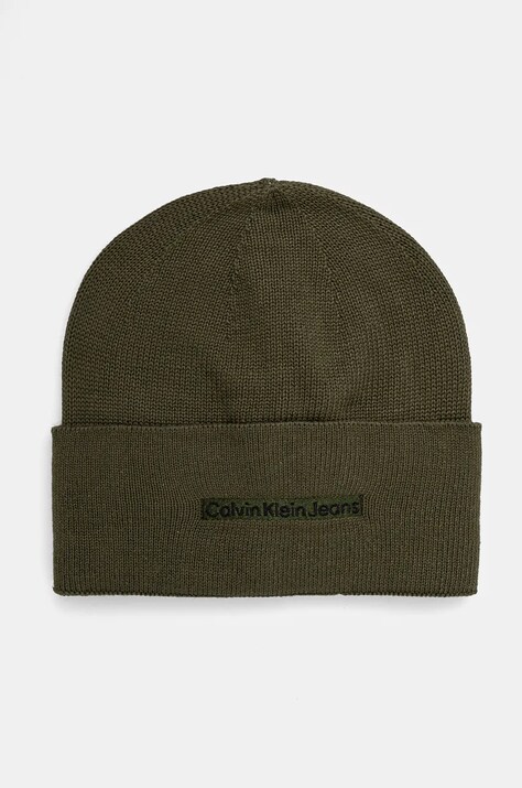 Calvin Klein Jeans caciula culoarea verde, din tesatura neteda, K50K512452