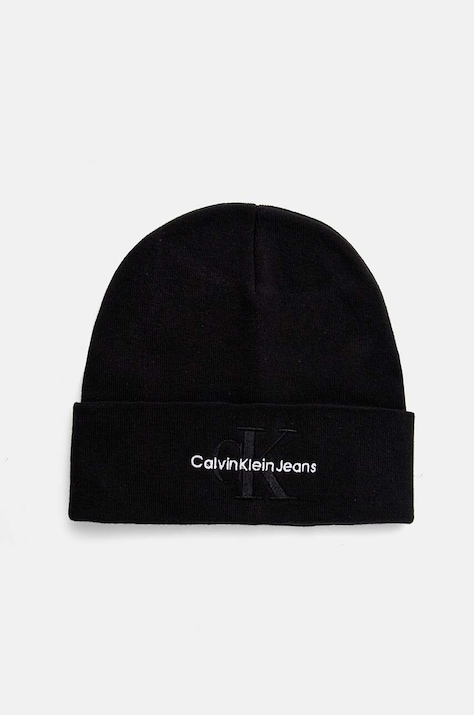Calvin Klein Jeans caciula din bumbac culoarea negru, bumbac, din tricot gros, K50K512460