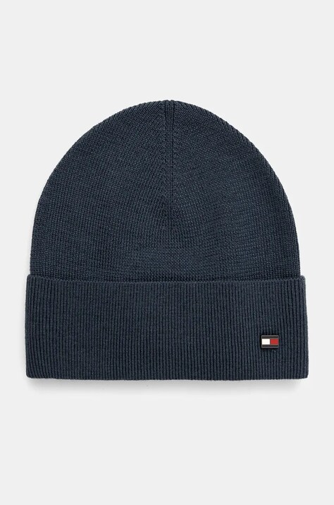 Tommy Hilfiger caciula de lana de lana, din tesatura neteda, AM0AM12803