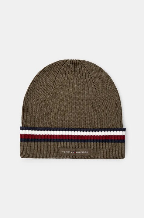 Tommy Hilfiger caciula din bumbac culoarea verde, bumbac, AM0AM12983