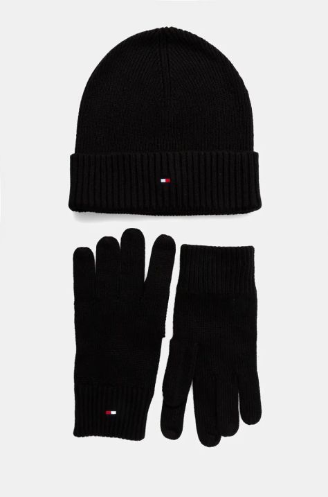 Tommy Hilfiger cappello e quanti con aggiunta di cashemire colore nero AM0AM12938