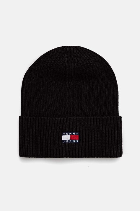 Bombažna kapa Tommy Jeans črna barva, AM0AM13330