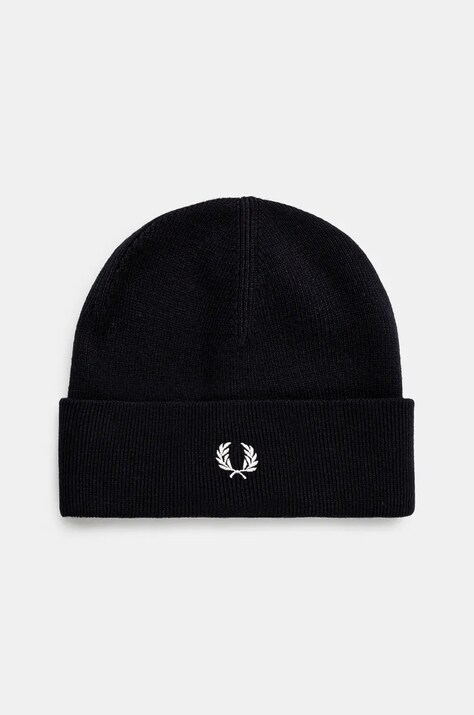 Vlněná čepice Fred Perry Classic Beanie tmavomodrá barva, z tenké pleteniny, C8161.T05