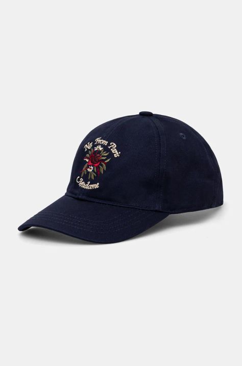 Бавовняна бейсболка Drôle de Monsieur La Casquette Slogan Fleurs колір синій з аплікацією E-CP153-CO138-DNY