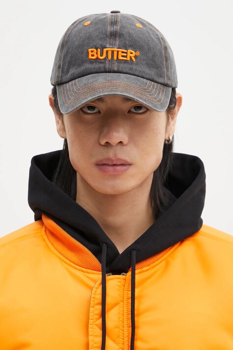 Джинсова кепка Butter Goods Rounded Logo 6 Panel Cap колір чорний з аплікацією BG243807