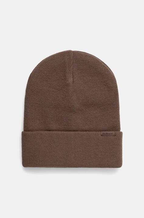 Čepice Hollister Co. hnědá barva, z husté pleteniny, KI312-4035
