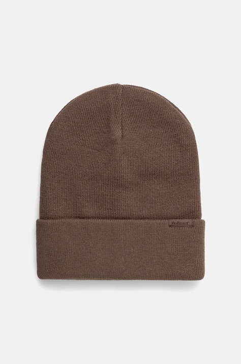 Čepice Hollister Co. hnědá barva, z husté pleteniny, KI312-4035