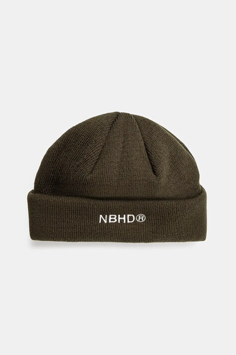 Шапка NEIGHBORHOOD в зелено от плътен трикотаж 242YGNH.HT02