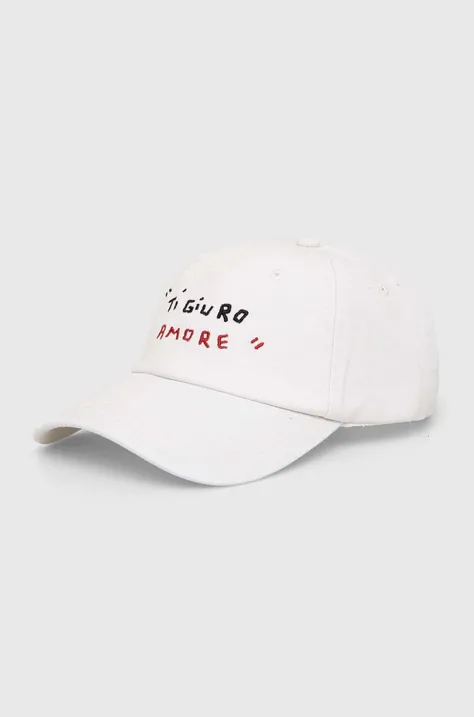 Samsoe Samsoe șapcă de baseball din bumbac SAGIOTTO culoarea alb, cu imprimeu, U24200004