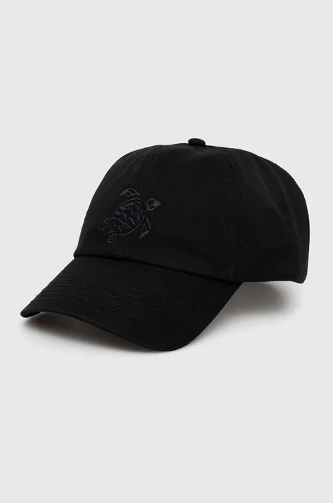 Vilebrequin czapka z daszkiem bawełniana CAPSUN kolor czarny z aplikacją CSNU2401