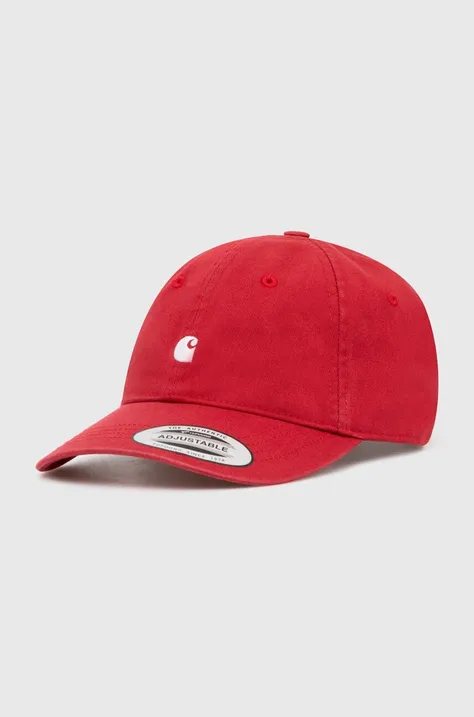 Памучна шапка с козирка Carhartt WIP Madison Logo Cap в бордо с апликация I023750.2AGXX