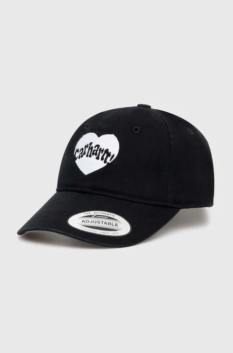 Памучна шапка с козирка Carhartt WIP Amour Cap в черно с апликация I033626.0D2XX