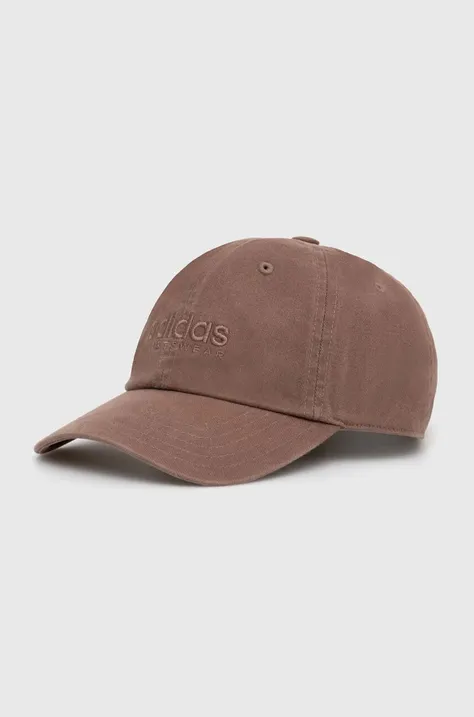 adidas czapka z daszkiem bawełniana kolor brązowy gładka IX8015