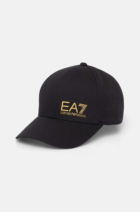 EA7 Emporio Armani șapcă de baseball din bumbac culoarea negru, cu imprimeu, AF11989.7X000005