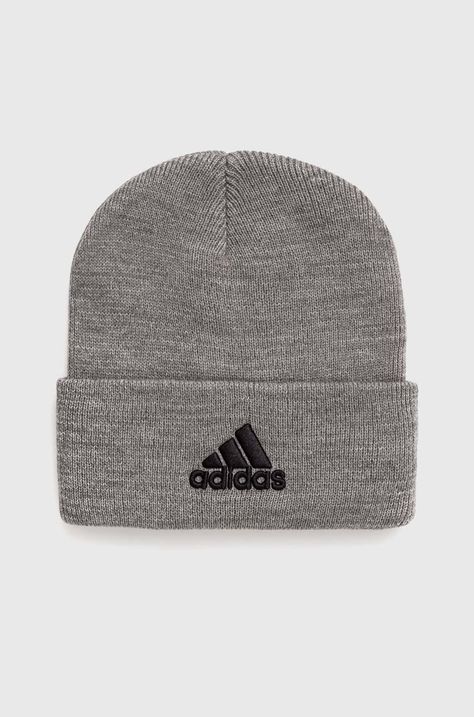 Шапка adidas цвет серый из толстого трикотажа IY7665