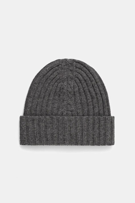 Шапка с вълна United Colors of Benetton в сиво от плътен трикотаж от вълна 1244DA011
