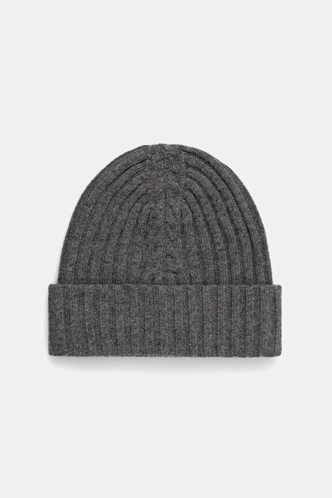 Шапка с вълна United Colors of Benetton в сиво от плътен трикотаж от вълна 1244DA011