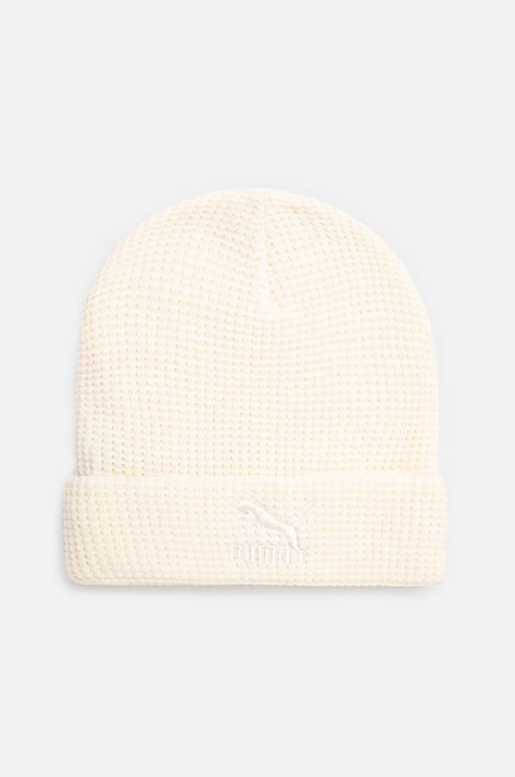 Шапка Puma Classics Mid Fit Beanie колір бежевий з товстого трикотажу 025677